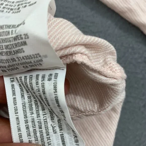 Abercrombie & Fitch Top Button Up Boyfriend Size XL Long Sleeve Pink Soft Cotton - Picture 14 of 16